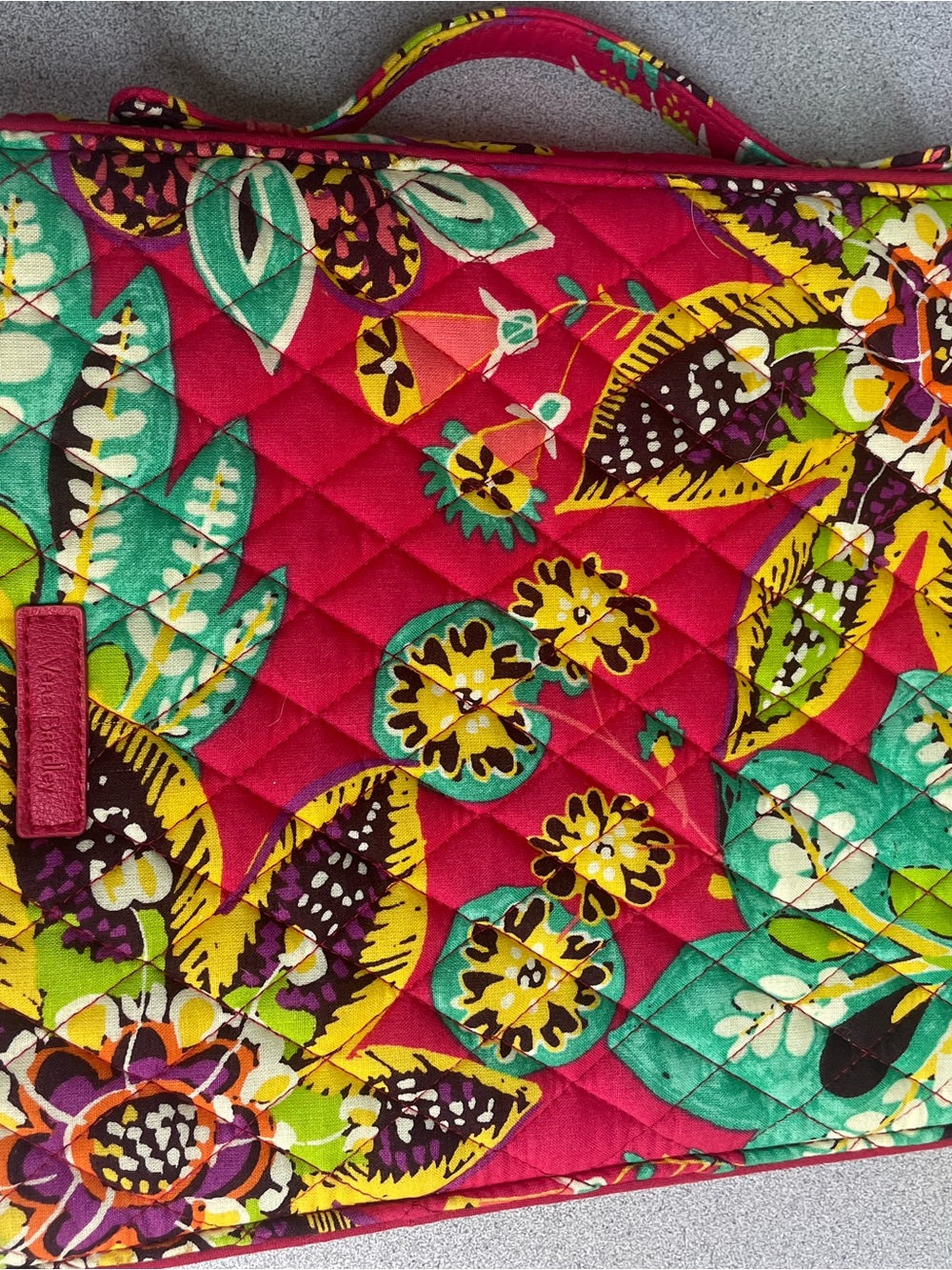 Vera Bradley Quilted iPad or kindle Floral Tote in Magenta and Green